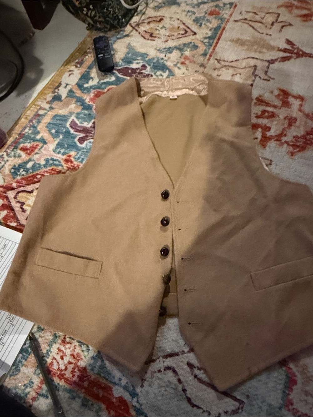 Men's Tan Wool Blend Vest - Classic Waistcoat